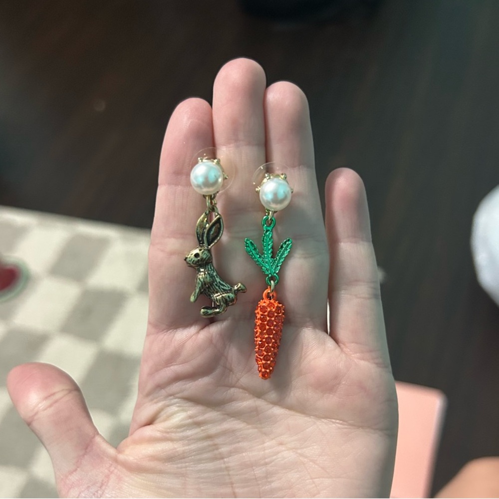 Betsy Johnson Bunny and Carrot Earrings